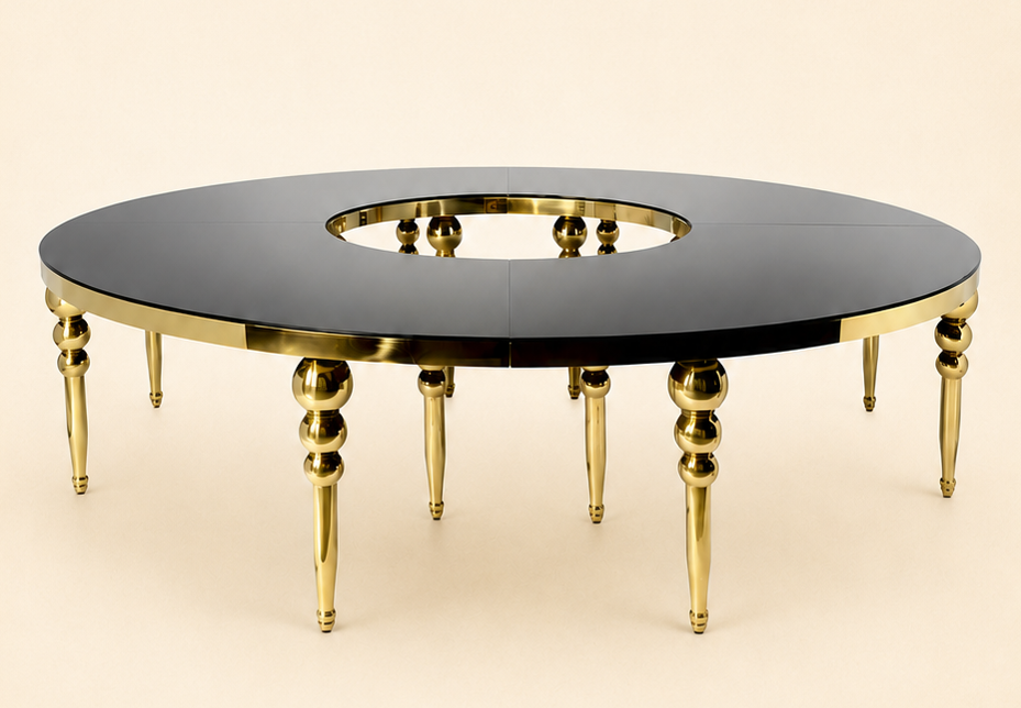 Round Gold/Black Table