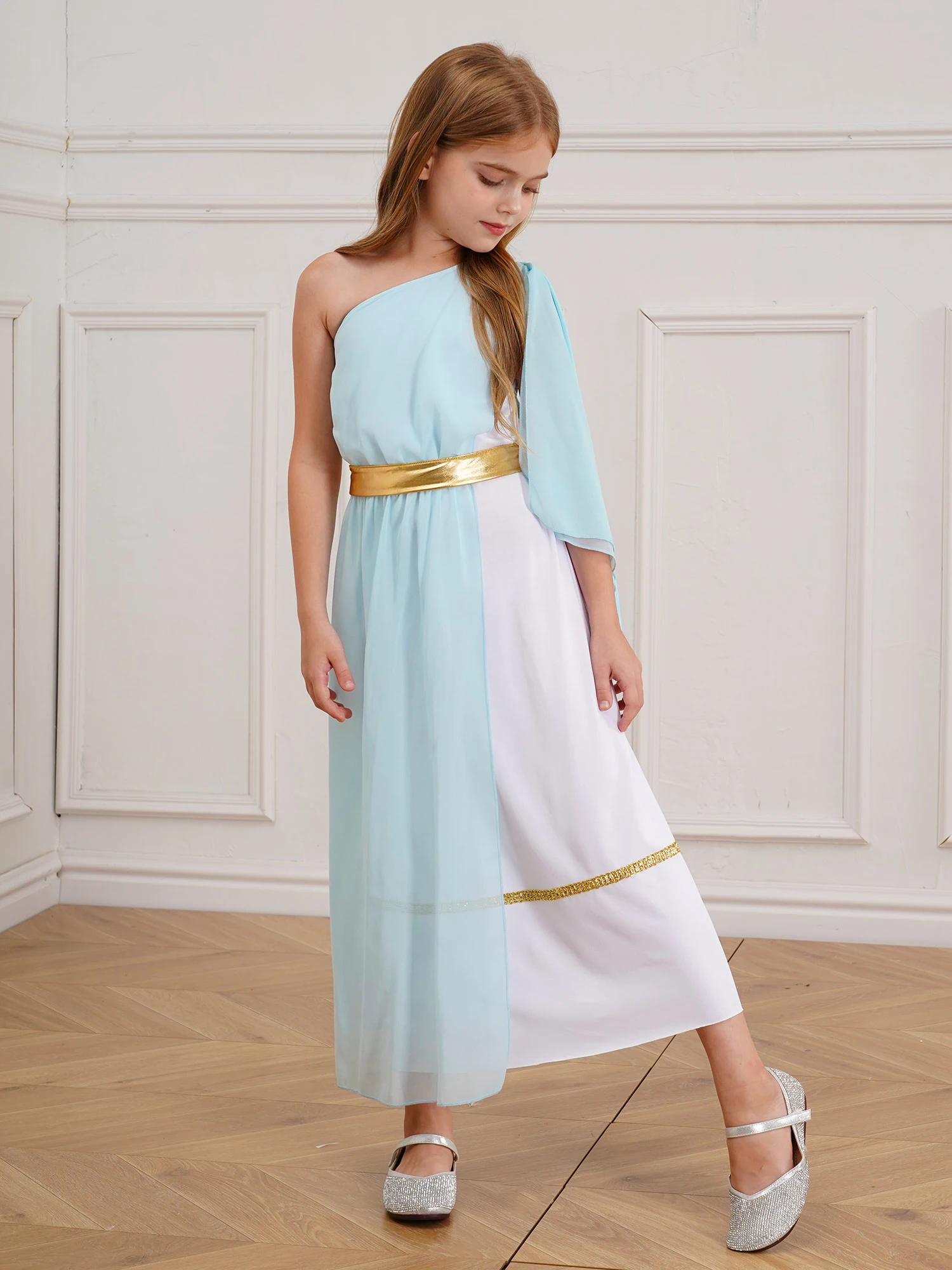 Girls Greek Goddess Costume Dress with Headpiece
