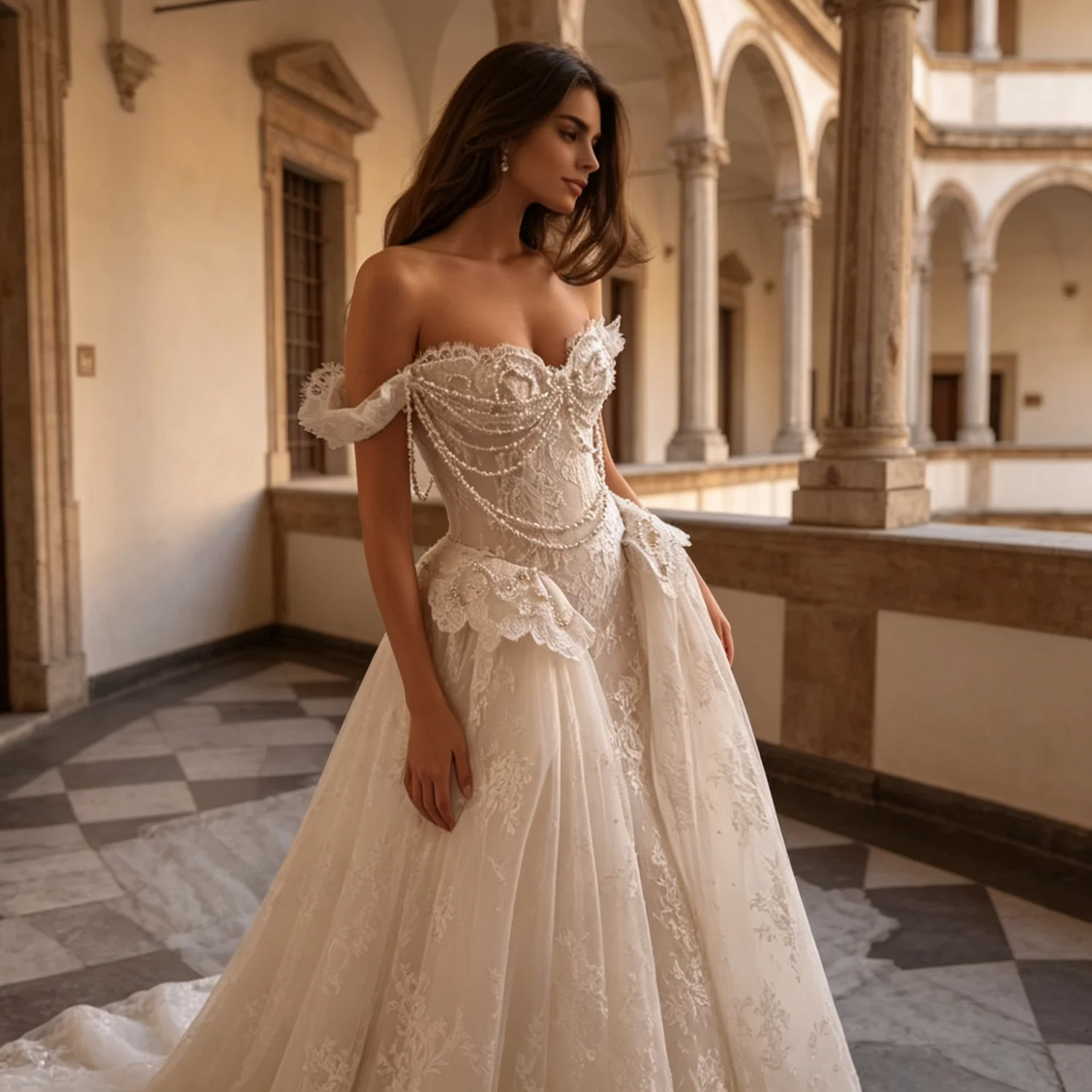 Mermaid Wedding Dress with Detachable Train