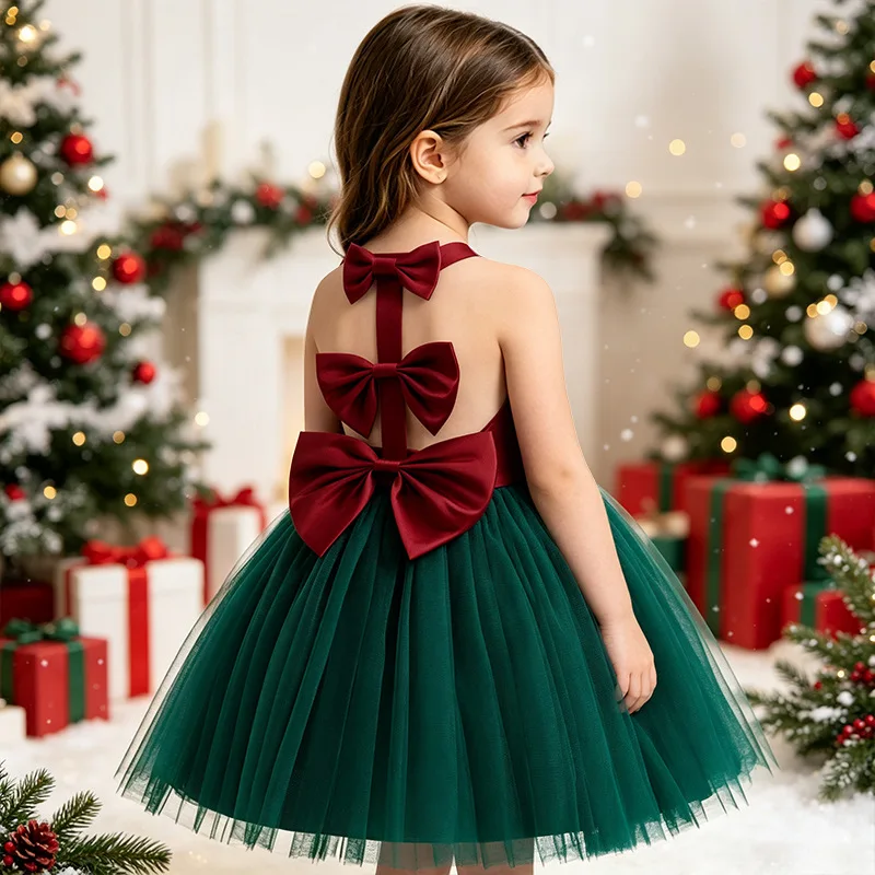 Girls Festive Mesh Princess Party Dress