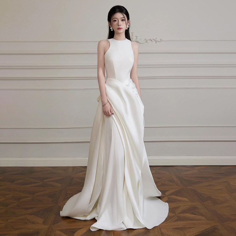 French-Style Strapless Satin Wedding Dress